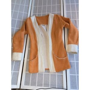 Handmade Orange Knit Blazer Sz S Boho Chic Artsy Unique